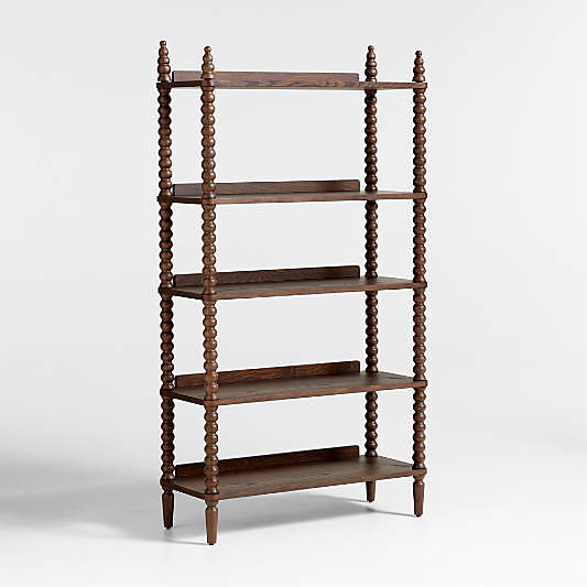 Jenny Lind Deep Brown Wood Spindle 5-Shelf Bookcase