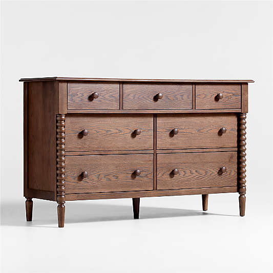 Jenny Lind Deep Brown Wood Wide 7-Drawer Kids Dresser