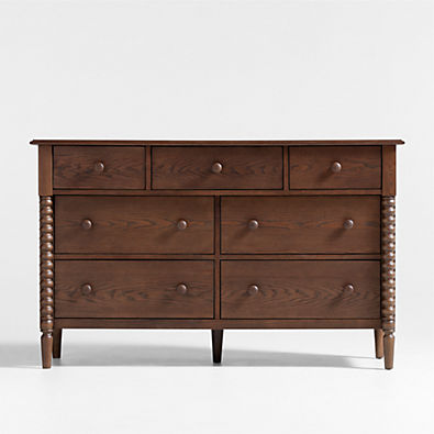 View Jenny Lind 54" Deep Brown Wood Wide 7-Drawer Kids Dresser details