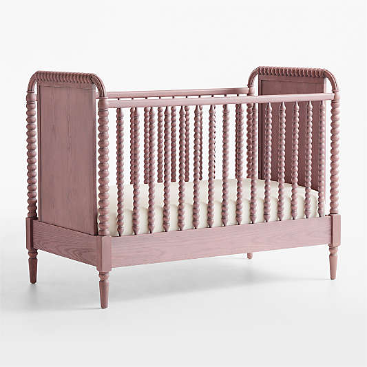 Jenny Lind Heirloom Dyed Lilac Rose Wood Convertible Baby Crib with Toddler Bed Rail