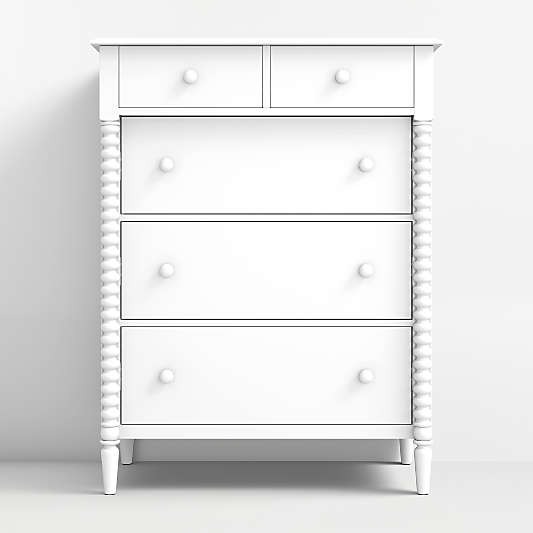 Jenny Lind 37" White Wood Tall 5-Drawer Kids Dresser