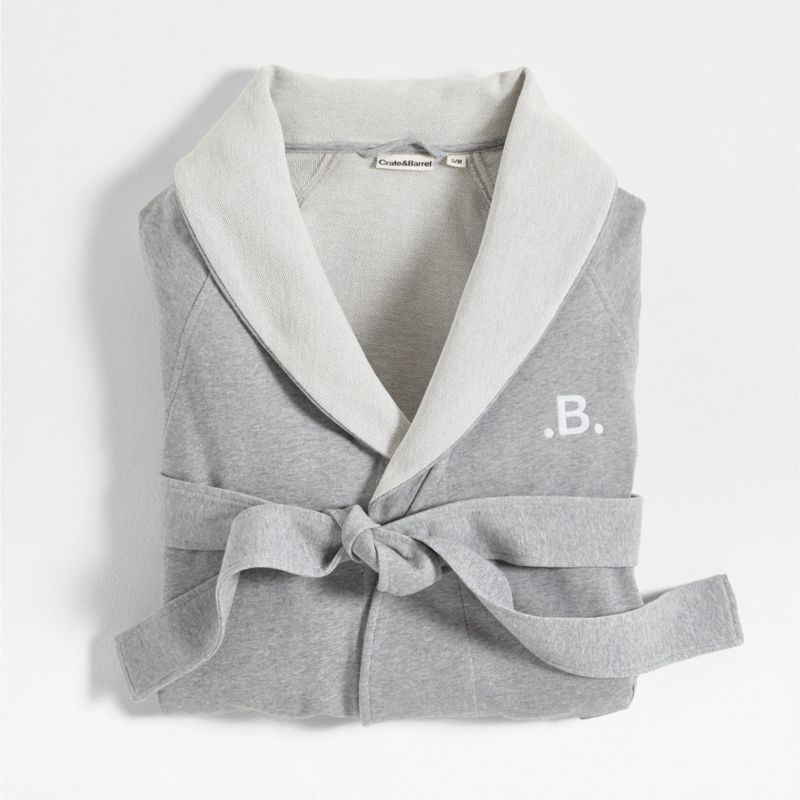 Organic S/M Cotton Jersey Heathered Grey Bathrobe - image 2 of 6