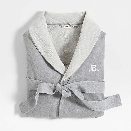 Organic S/M Cotton Jersey Heathered Grey Bath Robe