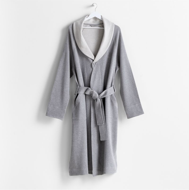 Organic S/M Cotton Jersey Heathered Grey Bathrobe - image 0 of 6