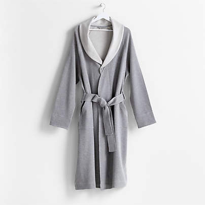 Organic S/M Cotton Jersey Heathered Grey Bath Robe