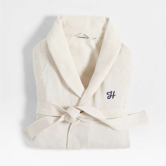 Organic S/M Cotton Jersey Heathered Ivory Bath Robe