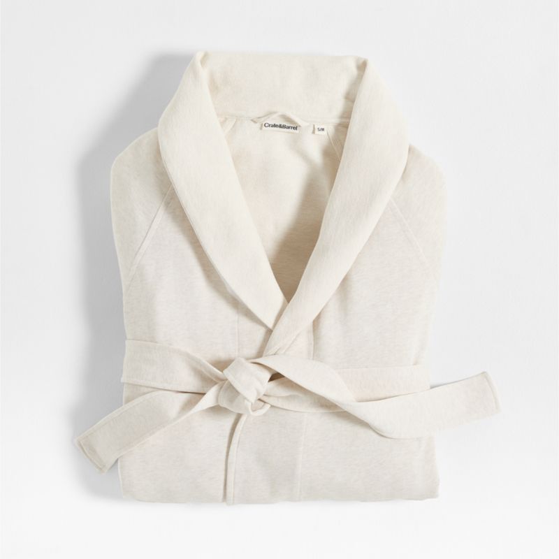 Organic S/M Cotton Jersey Heathered Ivory Bathrobe - image 3 of 6