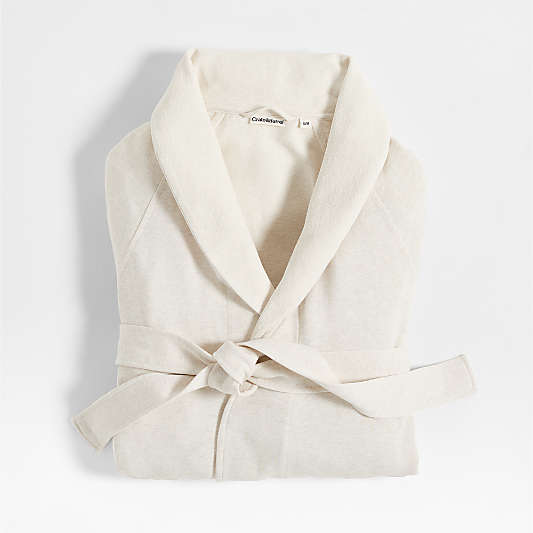 Organic Cotton Jersey Heathered Ivory Bathrobe