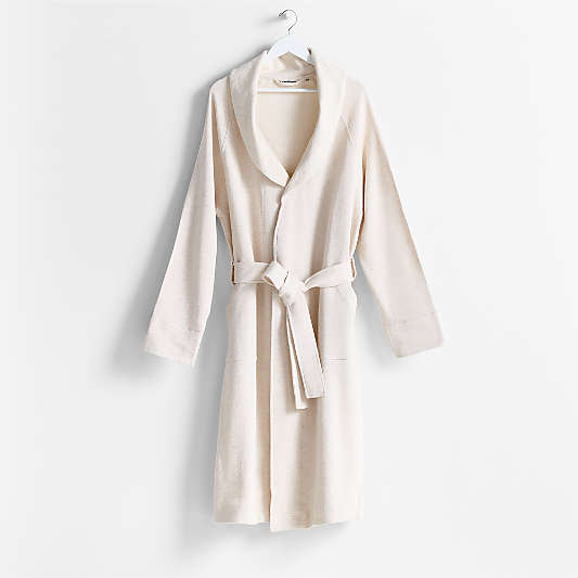 Organic S/M Cotton Jersey Heathered Ivory Bath Robe