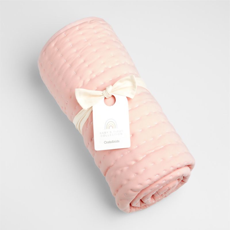 Baby's First Pink Organic Jersey Baby Crib Quilt - image 6 of 9