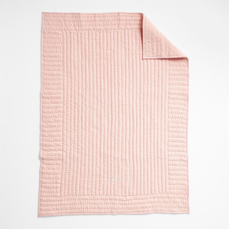 Baby's First Pink Organic Jersey Baby Crib Quilt - image 4 of 9