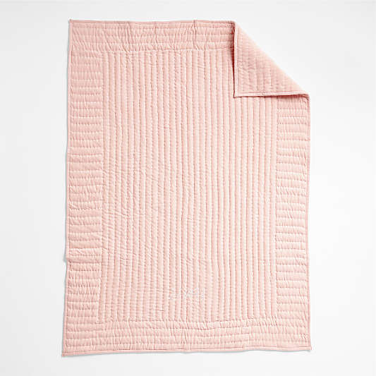 Baby's First Pink Organic Jersey Baby Crib Quilt