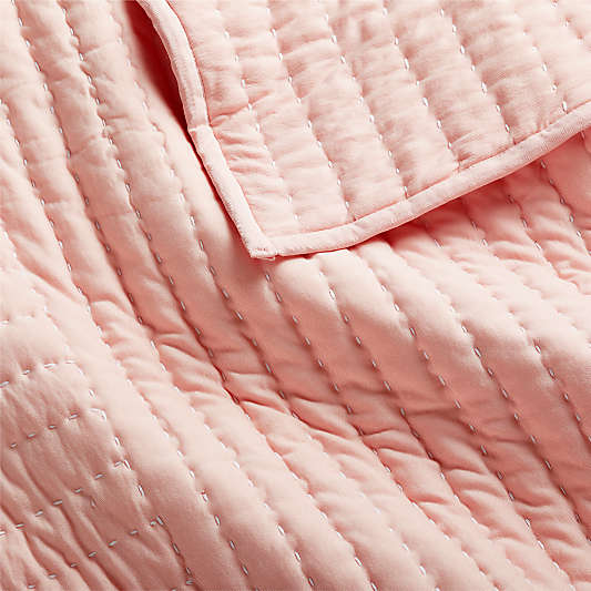 Pink Organic Cotton Heathered Jersey Baby Crib Quilt