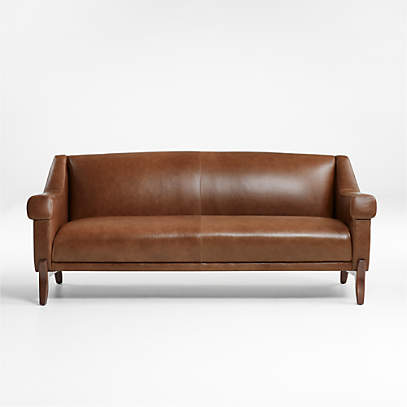 Jesper Small Space Mid Century Leather, Small Real Leather Sofa Set