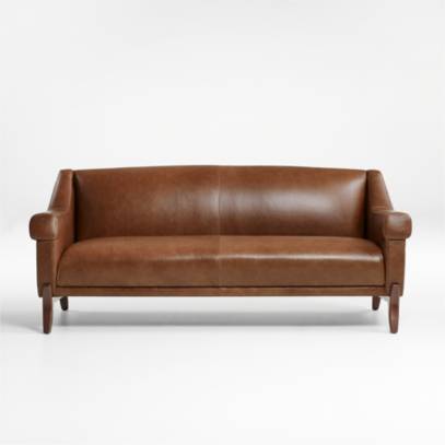 Jesper Small Space Mid Century Leather, Tight Back Leather Sofa