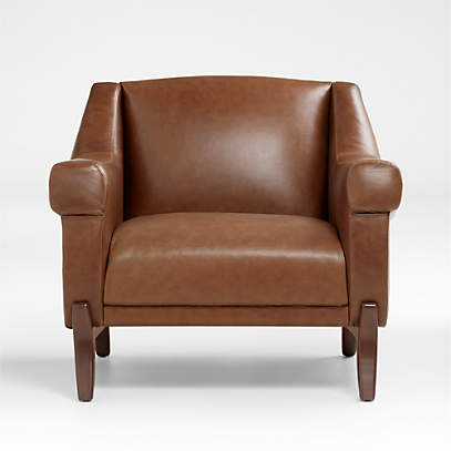 Jesper Mid Century Leather Chair, Barrel Leather Chair