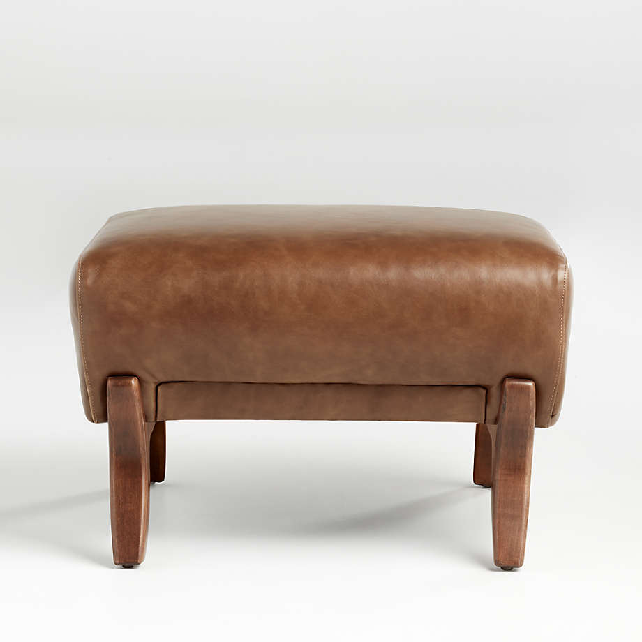 Jesper MidCentury Leather Ottoman Crate & Barrel