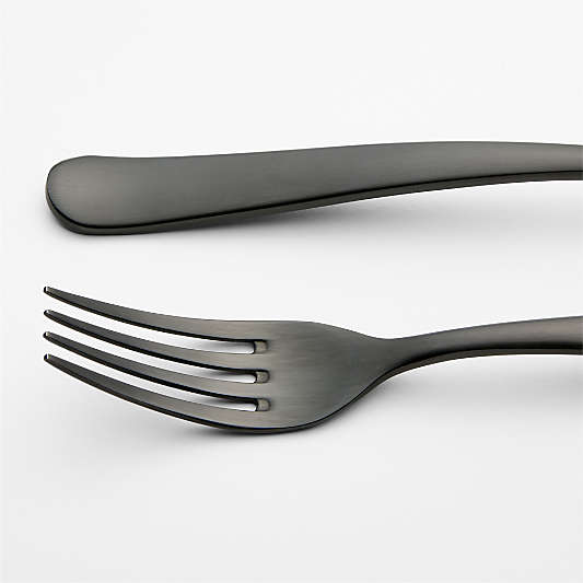 Jett Black Satin Flatware Sets