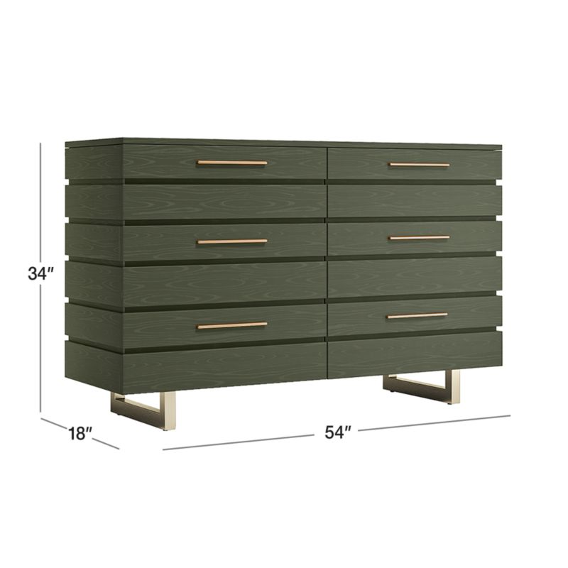 View Jewel Dark Green Wood Wide 6-Drawer Kids Dresser - image 3 of 13