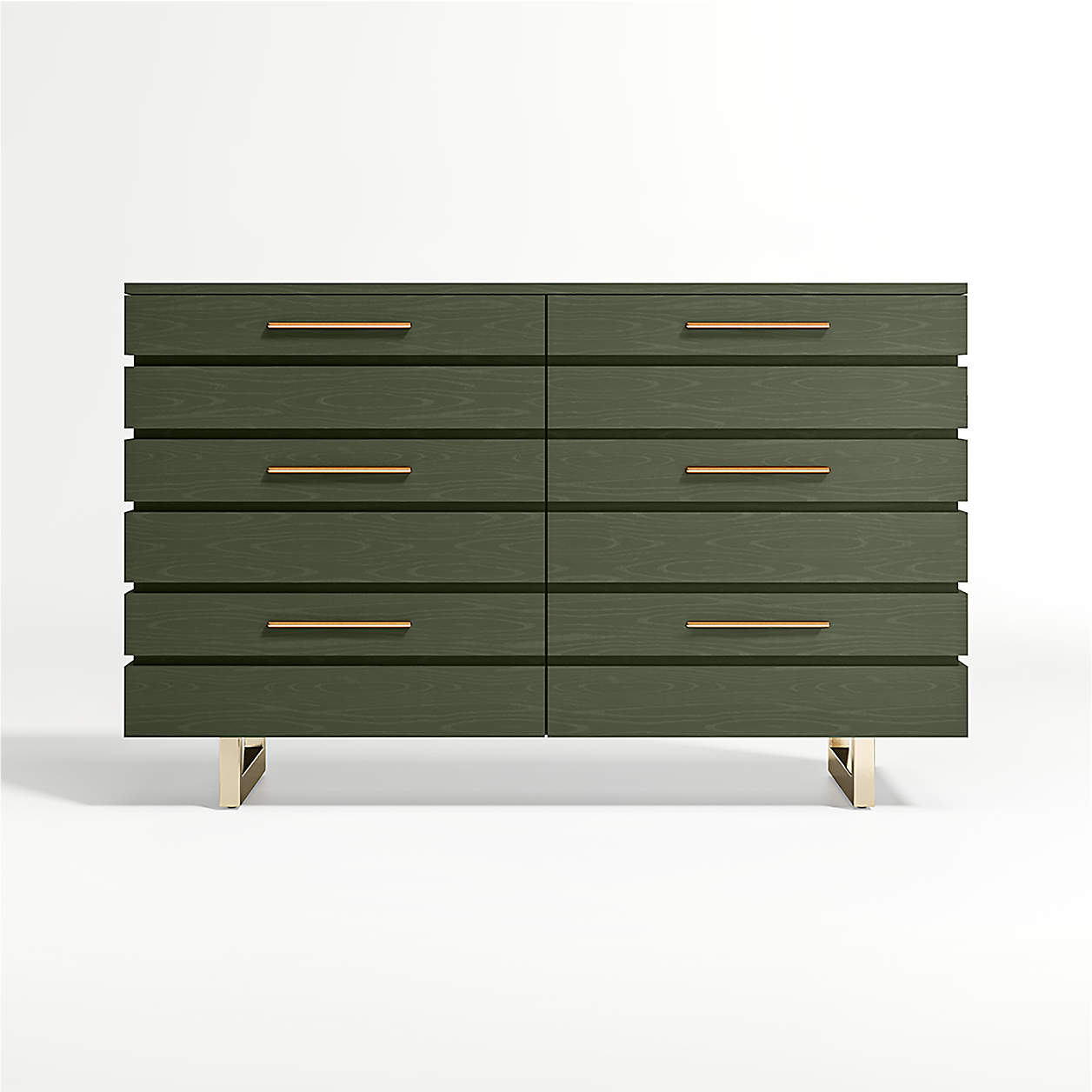 Jewel Dark Green Wood 6Drawer Wide Kids Dresser + Reviews Crate