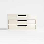 Large Cream White Wood Jewelry Box