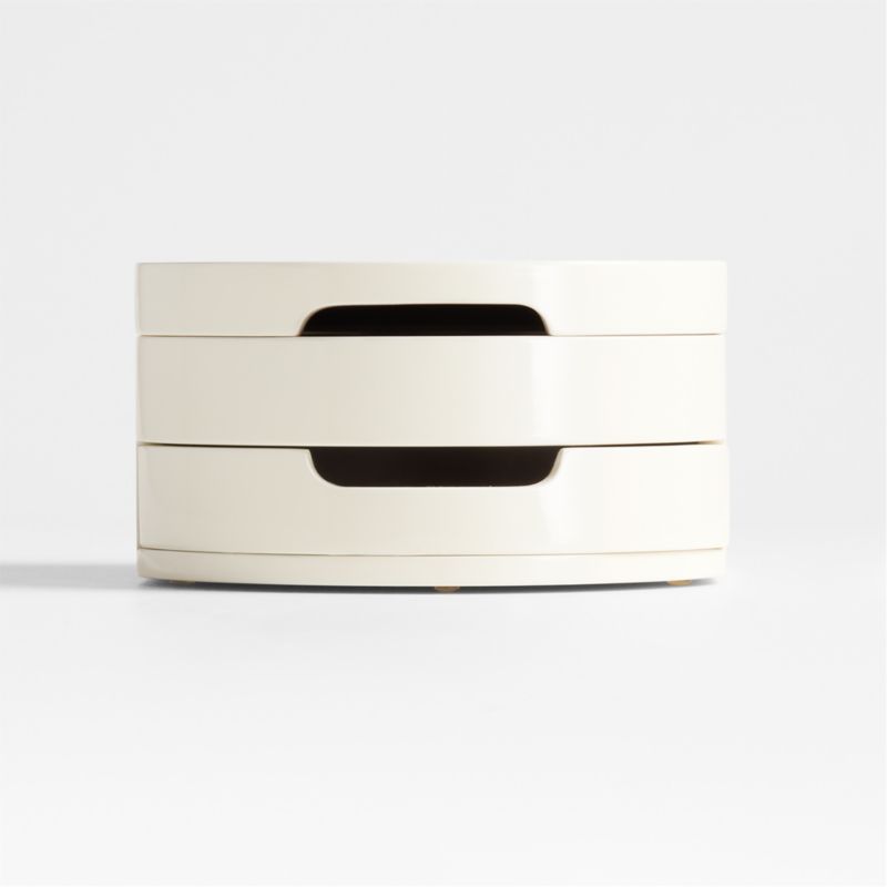 Medium Cream White Wood Jewelry Box - image 0 of 4