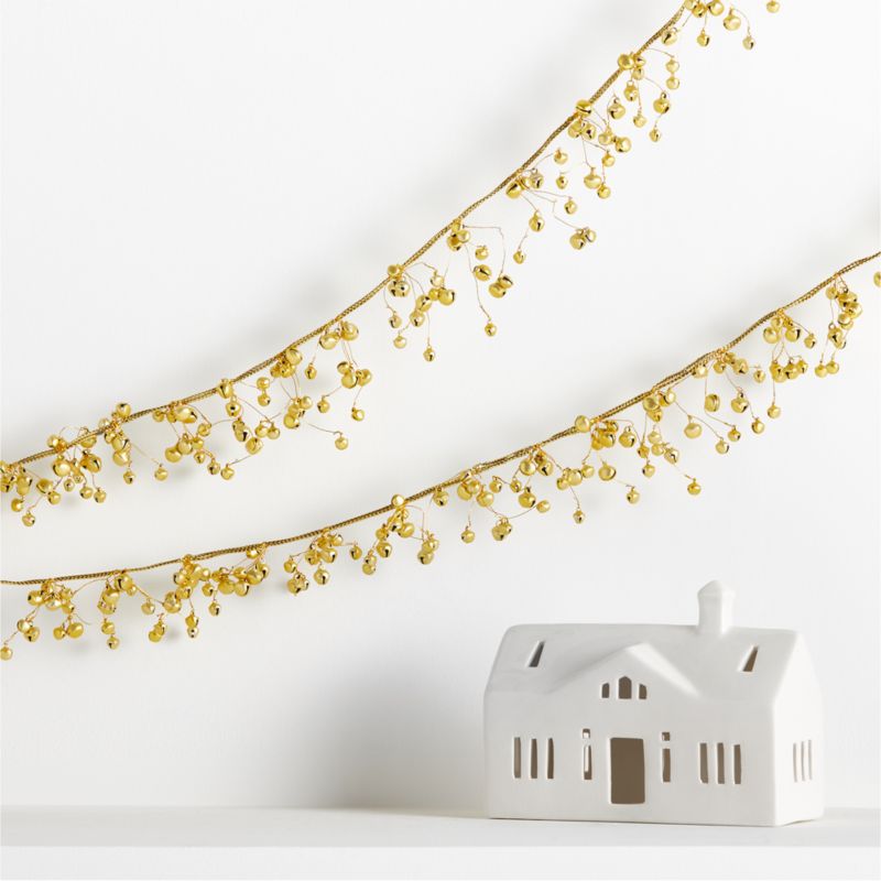 Jingle Bell Christmas Garland Gold 6'