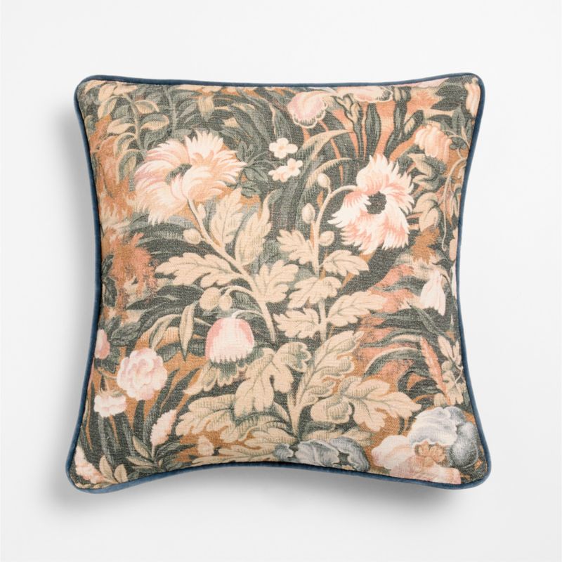 Joules Linen 20"x20" Floral Blue Throw Pillow Cover - image 1 of 4