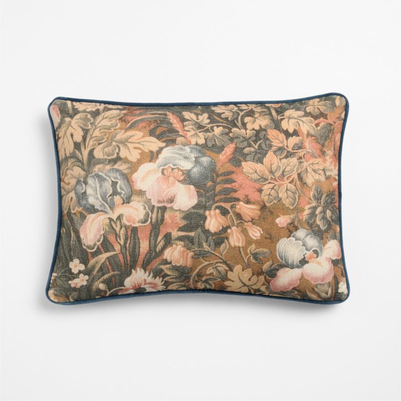 Joules Linen 22"x15" Floral Blue Throw Pillow Cover - image 1 of 5