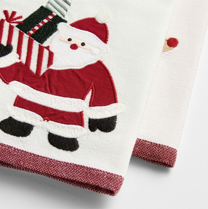 Joan Anderson Santa & Reindeer White Organic Cotton Kitchen Towels, Set of 2 - image 5 of 6