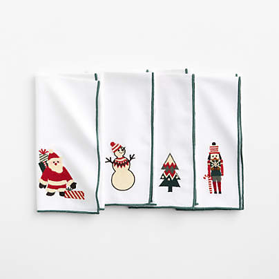 Joan Anderson Arctic Friends Embroidered Napkin, Set of 4