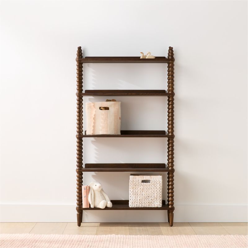 Jenny Lind 33" Deep Brown Wood Spindle 5-Shelf Tall Kids Bookcase - image 1 of 8