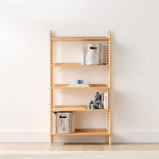 Jenny Lind 33" Maple Wood Spindle 5-Shelf Tall Kids Bookcase