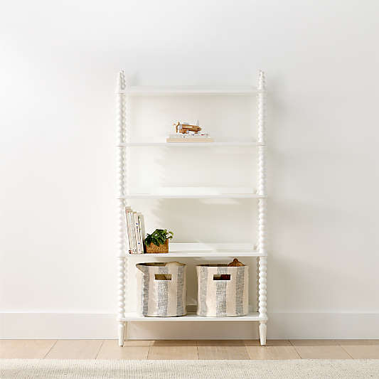 Jenny Lind 33" White Wood Spindle 5-Shelf Tall Kids Bookcase