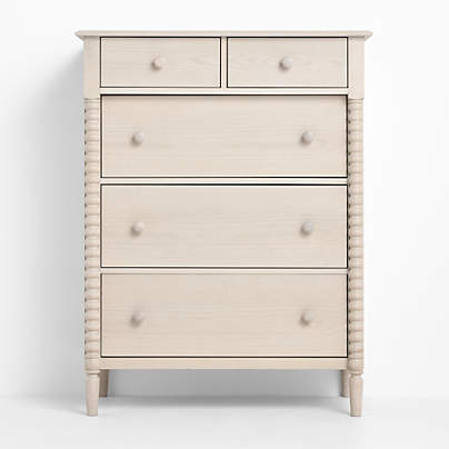 Jenny Lind 37" Washed Natural Tall 5-Drawer Kids Dresser