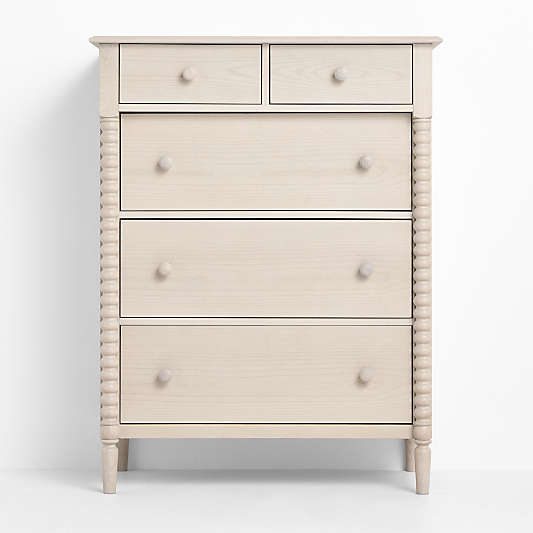 Jenny Lind 37" Washed Natural Tall 5-Drawer Kids Dresser