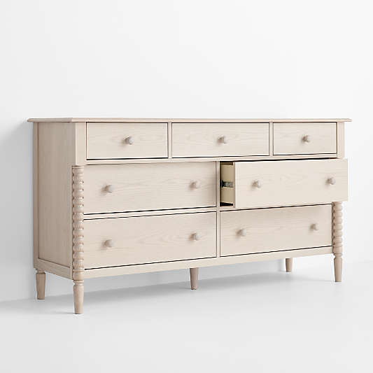 Jenny Lind 62" Washed Natural Extra Wide 7-Drawer Kids Dresser