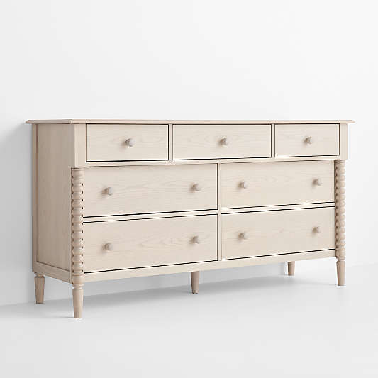 Jenny Lind 62" Washed Natural Extra Wide 7-Drawer Kids Dresser