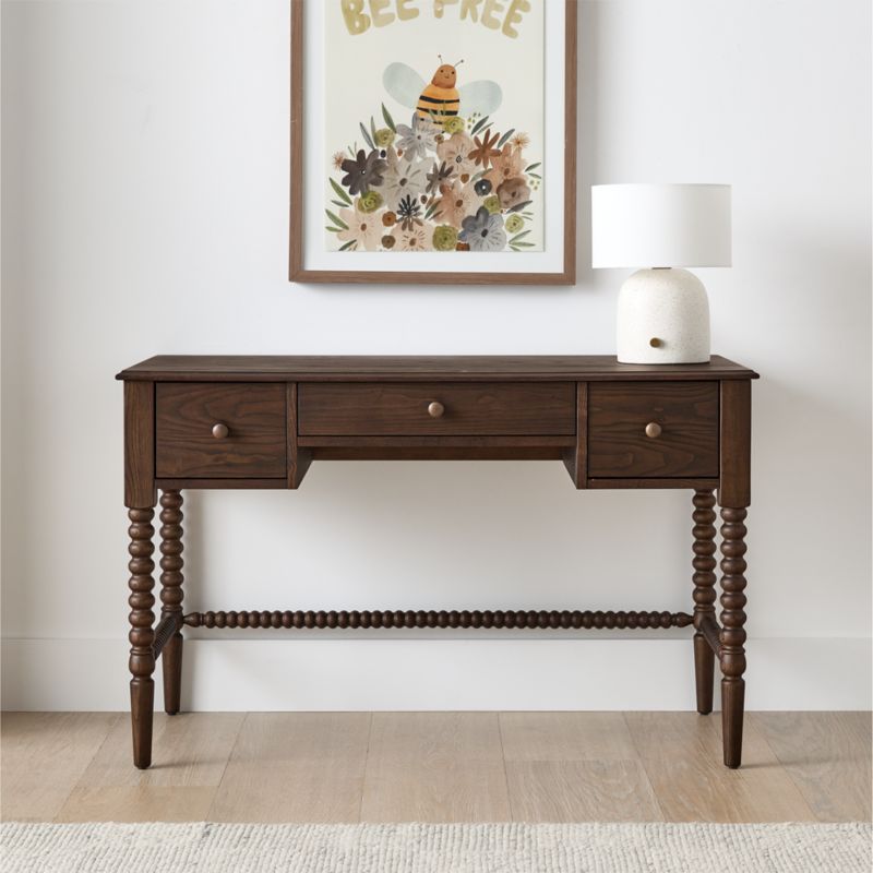 Jenny Lind 48" Deep Brown Wood Spindle 3-Drawer Kids Desk - image 2 of 11