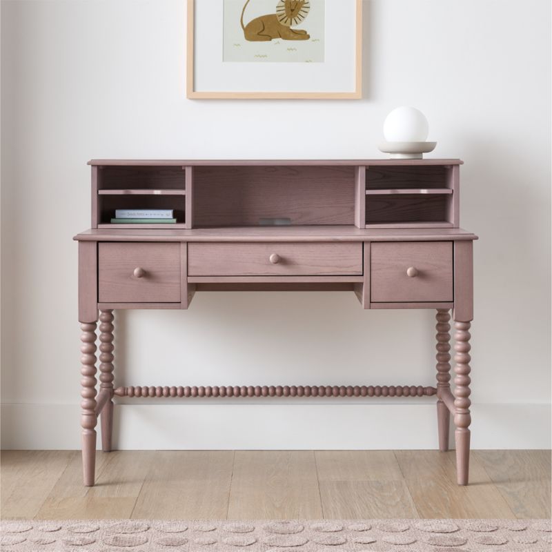 Jenny Lind 48" Dyed Lilac Rose Wood Spindle 3-Drawer Kids Desk with Hutch - image 1 of 8