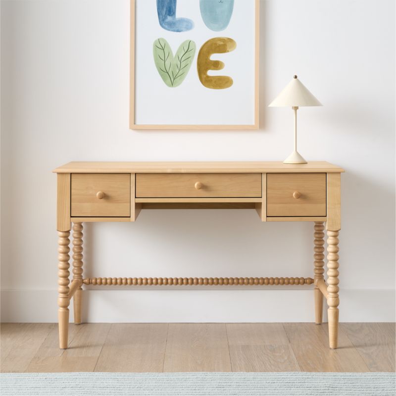 Jenny Lind 48" Maple Wood Spindle 3-Drawer Kids Desk - image 2 of 11