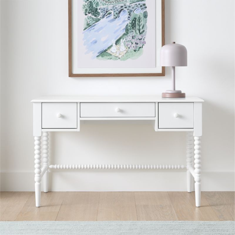 Jenny Lind 48" White Wood Spindle 3-Drawer Kids Desk - image 2 of 7