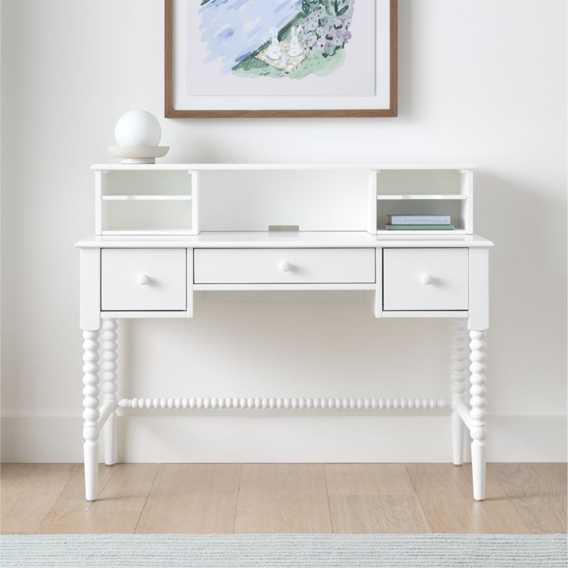 Jenny Lind 48" White Wood Spindle 3-Drawer Kids Desk with Hutch - image 1 of 8