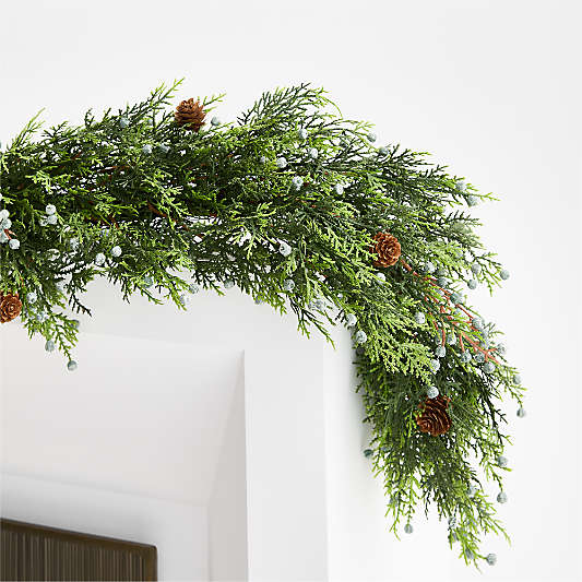 Faux Juniper Berry Holiday Garland 6'