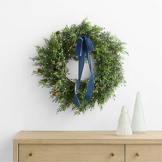 Faux Juniper Berry Holiday Wreath 28"