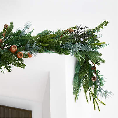 Faux Juniper, Pinecone and Acorn Holiday Garland 6'