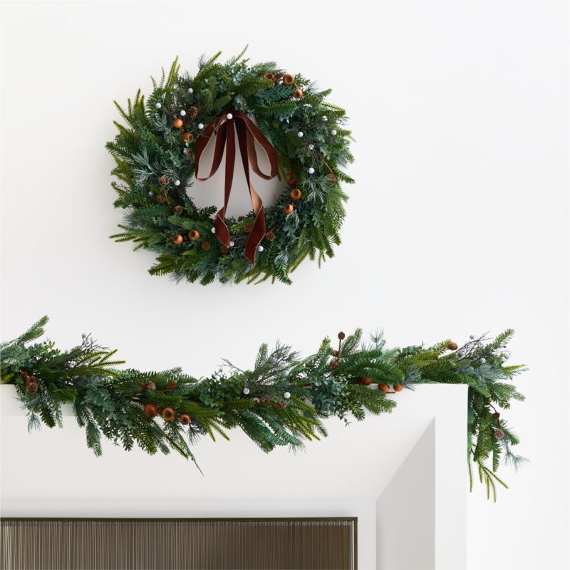 Faux Juniper, Pinecone and Acorn Holiday Garland 6' - image 1 of 5