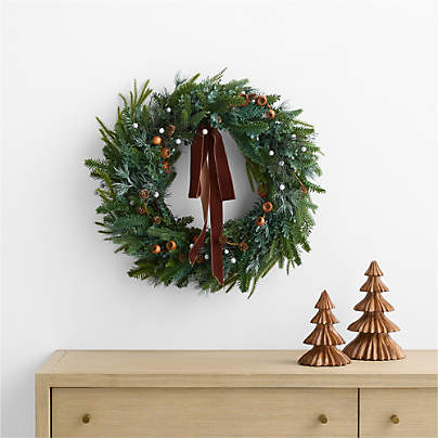 Faux Juniper, Pinecone and Acorn Holiday Wreath 28"