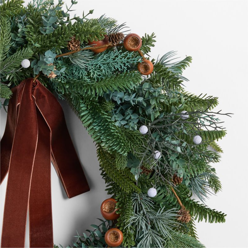 Faux Juniper, Pinecone and Acorn Holiday Wreath 28" - image 4 of 6