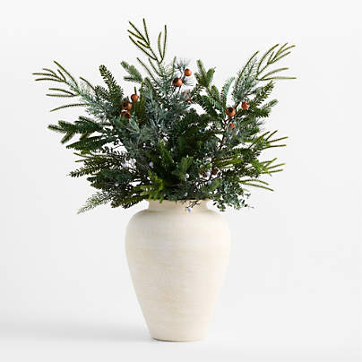 Faux Juniper, Pinecone and Acorn Holiday Stem 41"
